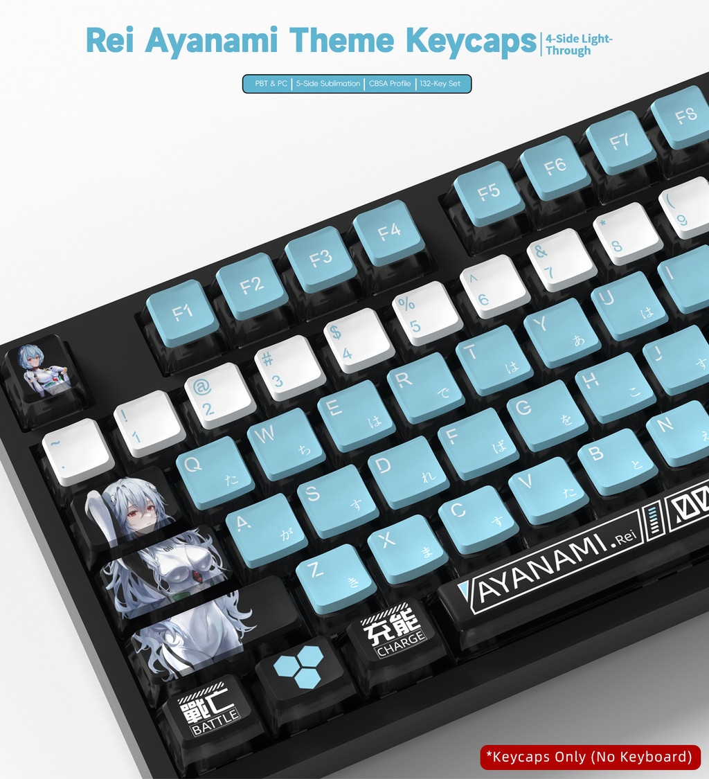 Japanese Radical Rei Ayanami Keycaps CBSA Profile Transparent Black ...