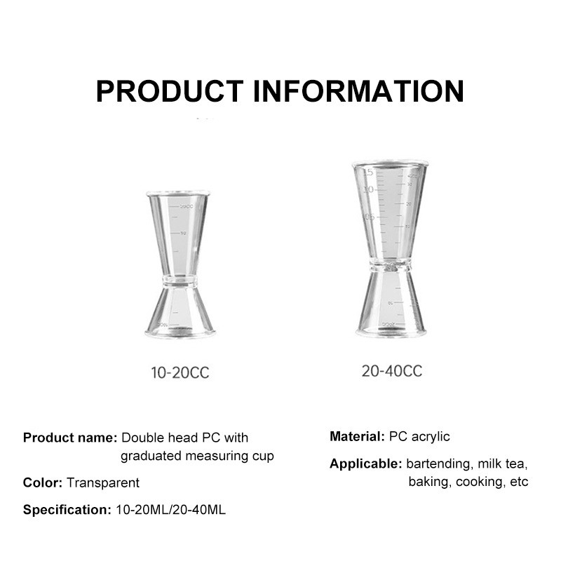 Acrylic Clear Double Jigger Measuring Cup 40cc Measuring Cup 100ml For ...