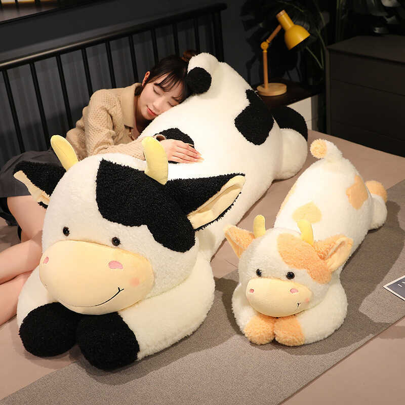 Cute Lying Plush Pillow Toy Big Cow Stuffed Animal for Girls Sleeping ...