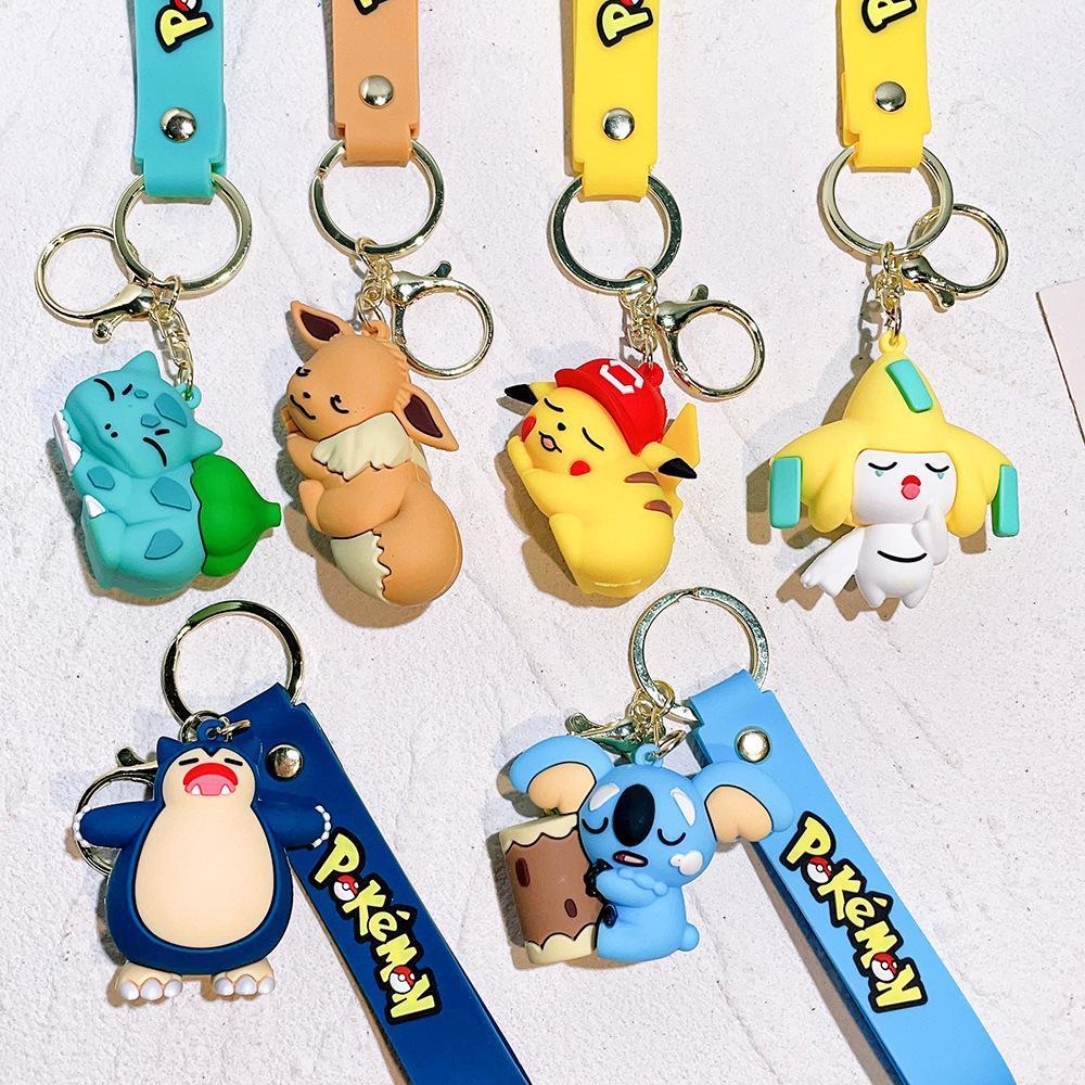 Cartoon Poke Design Keychain 3D Doll Bulbasaur Snorlax Pendant Key ...