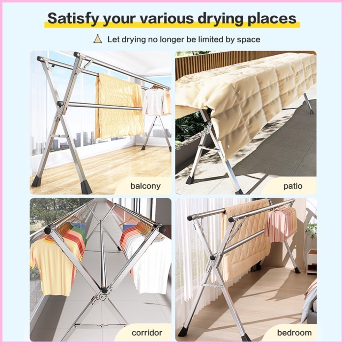 Sampayan Stainless Steel Rack Clothes Foldable Drying Rack Laundry Rack ...