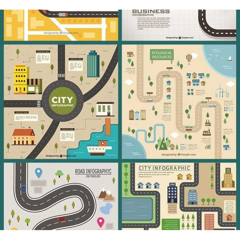 Hand-Painted Flat 3D City Maps, Buildings, Transportation Tools ...
