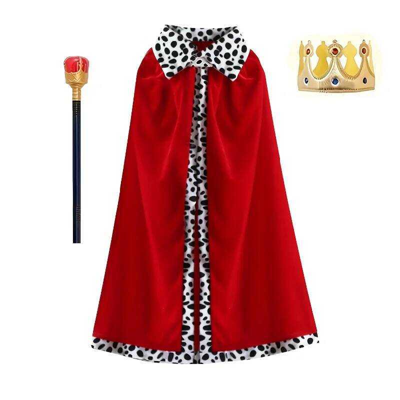Yy Halloween King Prince Red Velvet Cape Cloak Robe With Crown Scepter ...