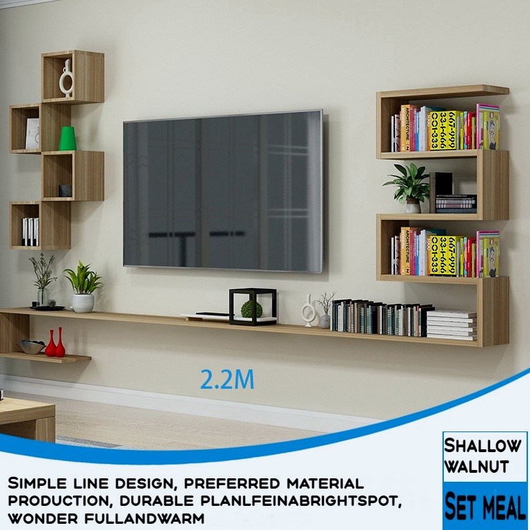 Living room TV cabinet design partition rack wall mounted shelf set-top ...