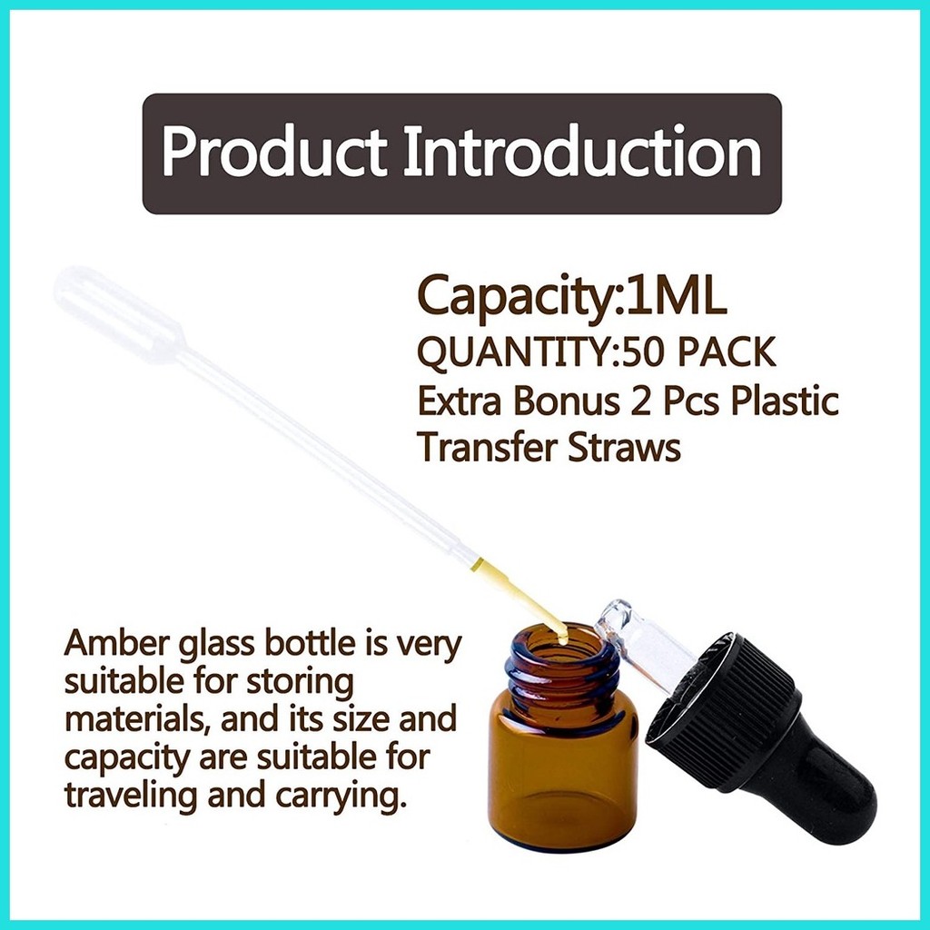 10 Pieces 1ml 2ml 3ml 5ml Amber Glass Dropper Bottles Glass Mini ...