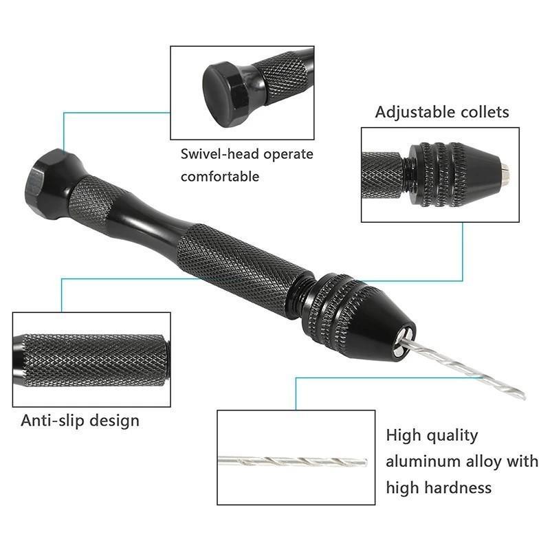 Mini Micro Aluminum Hand Drill With Keyless Chuck Hss Steel Twist Drill ...