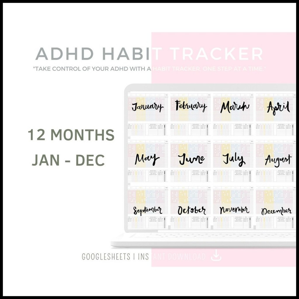 Digital Planner, ADHD Habit Tracker Spreadsheet for Google Sheets ...
