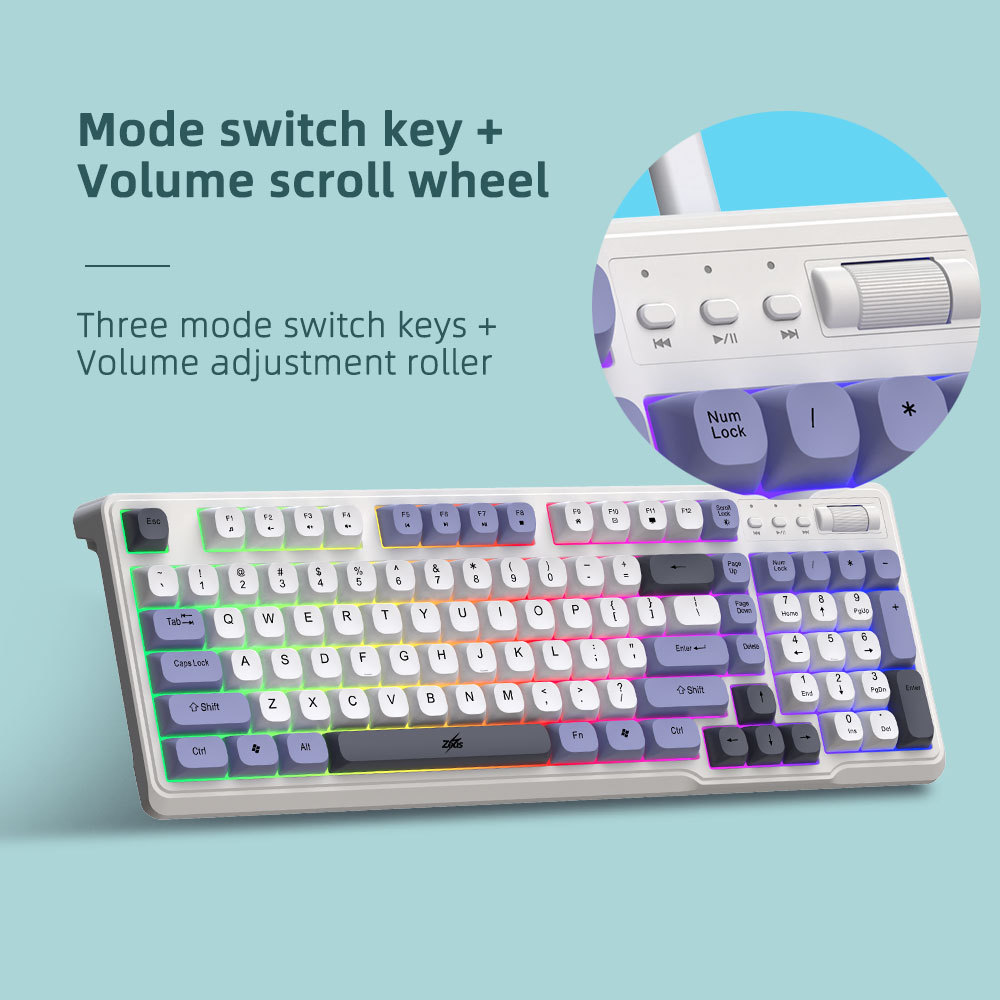 Zeus ZK-011 98 Keys RGB LED Gaming Keyboard With Volume Roller Wired ...