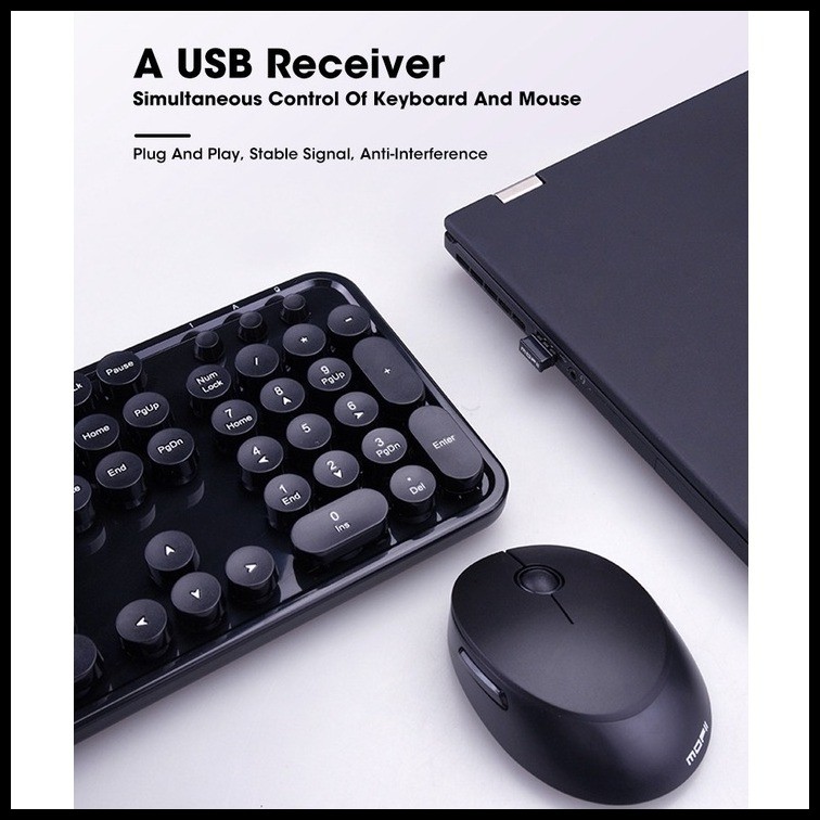 MOFII Sweet Solid Color 2.4G Wireless Keyboard and Mouse Set with ...