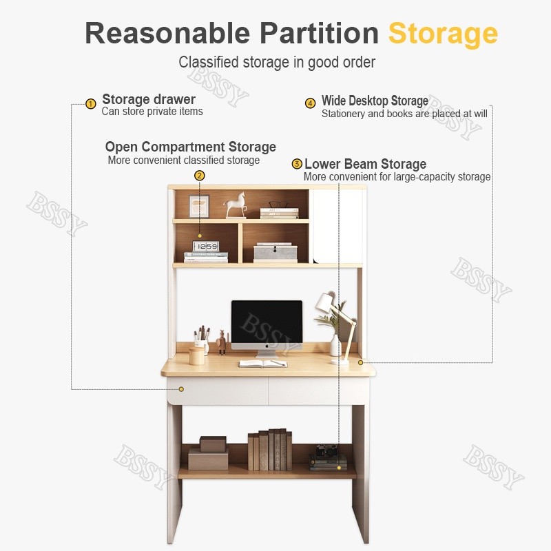 Desktop Computer Table With Drawer And Shelf Study Desk Computer Desk ...