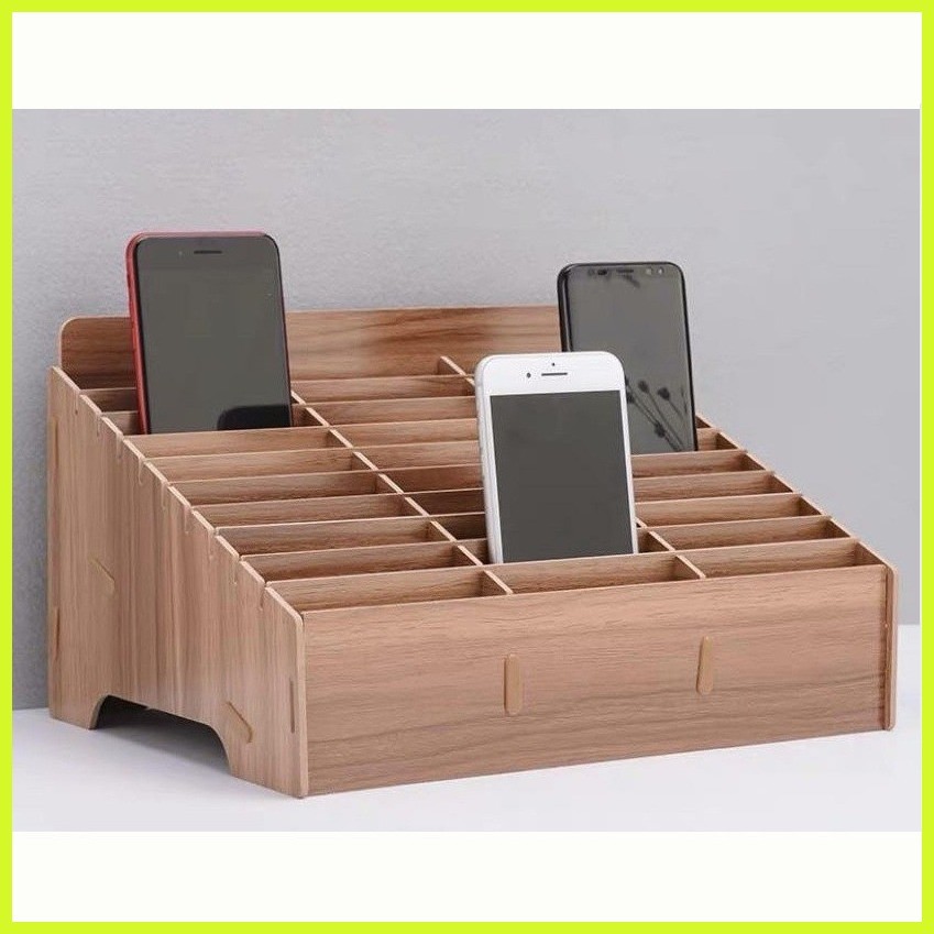 14/30 Multi-Grid Mobile Phone Storage Box Wooden Desktop Organizer For ...