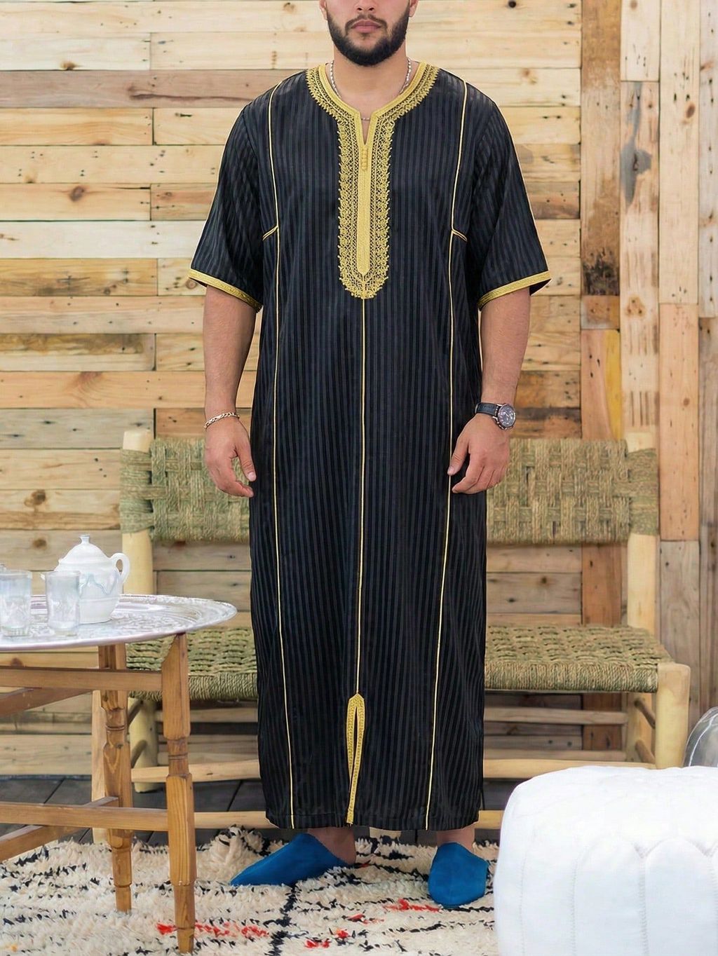 Eid Ramadan Raya Muslim Men'S Robe Jubah Arab Men'S Clothing, Short ...