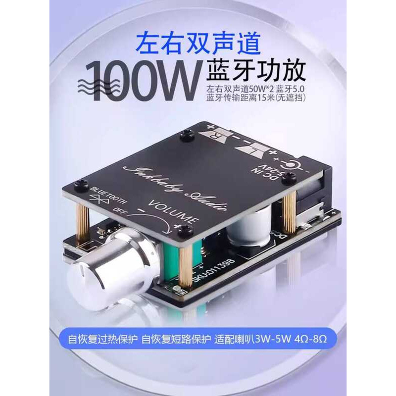 50W*2 Mini Bluetooth 5.0 Digital Dual Channel High Power Stereo Audio ...