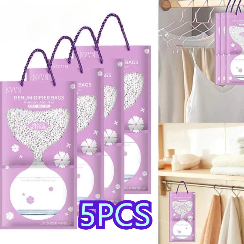 Wardrobe Hanging Moisture Absorbent Bags Anti-Mold Desiccant Packets ...