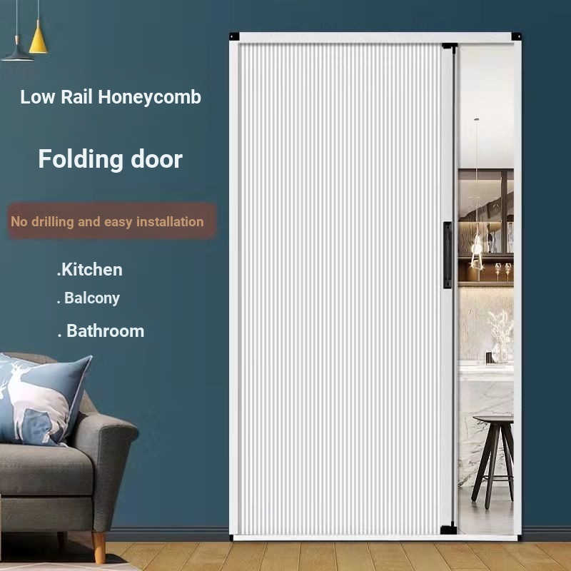 Honeycomb Invisible Retractable Sunshade Folding Sliding Door Bathroom Door Single Door Toilet ...
