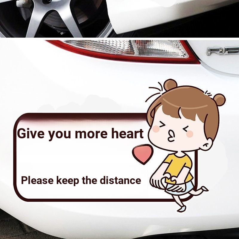 Yjzt Warning Please Keep the Car Distance Cute Girl Car Sticker ...