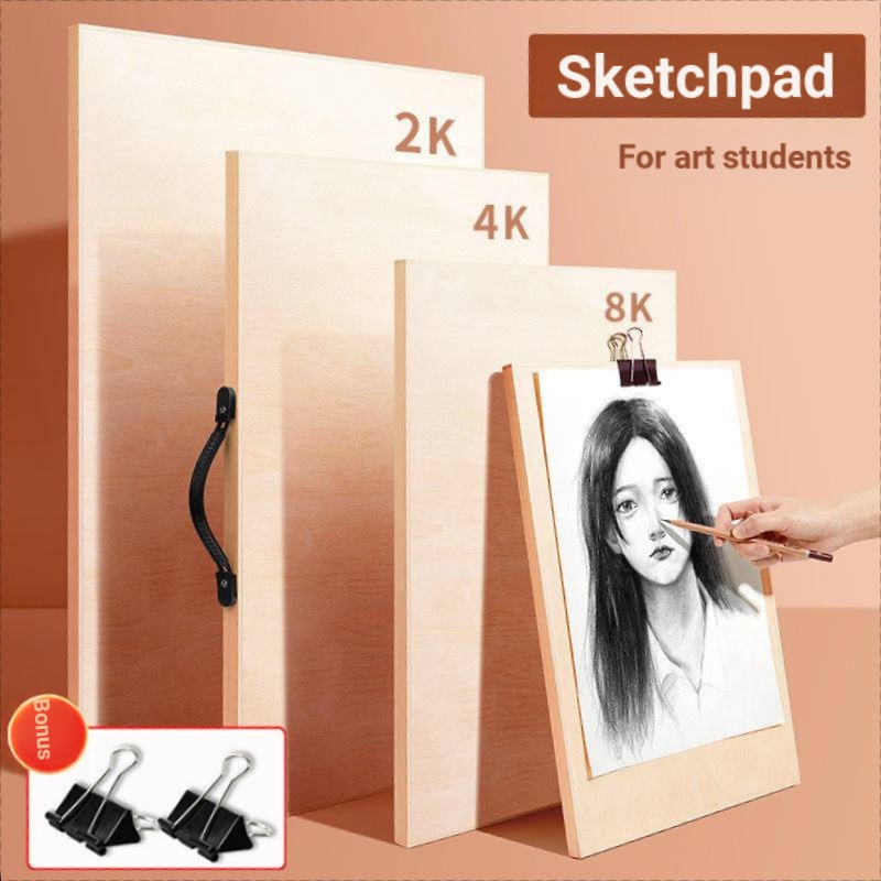 Artist Sketch Board, Drawing Clipboard With Metal Clip 8K Wooden Sketch