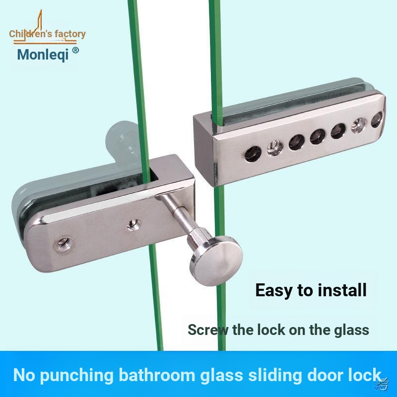 Perforationfree Frameless Shower Room Sliding Door Latch Lock