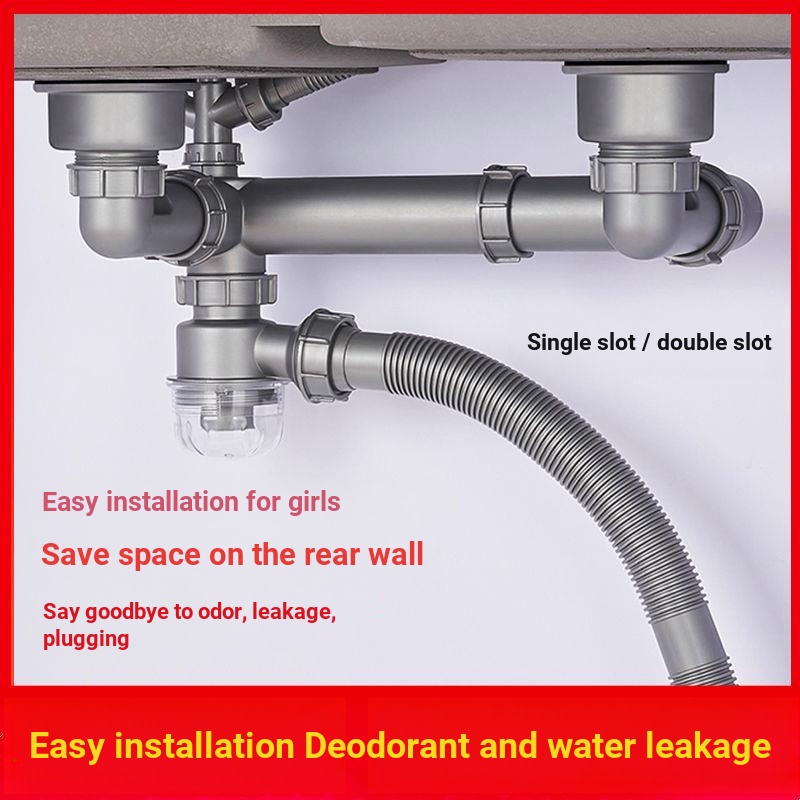 [Water Pipe] Vegetable Sink Sewer Pipe Fitting Set Kitchen Sink Single