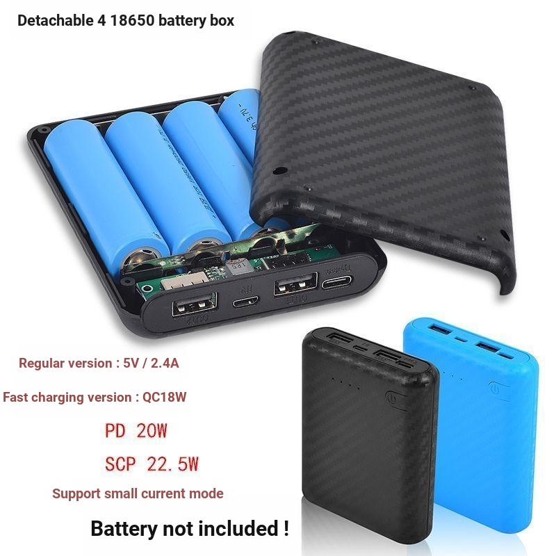 Detachable 4 Sections 18650 Battery Box Small Size Charging Treasure ...