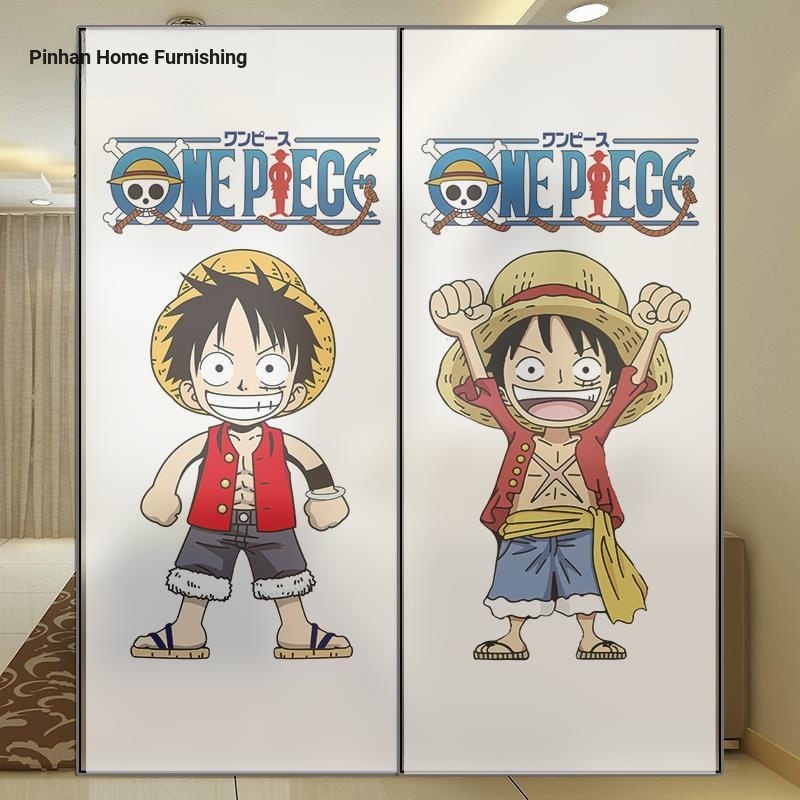 One Piece Glass Sticker Cartoon Cute Window Sticker Glue-Free Static ...