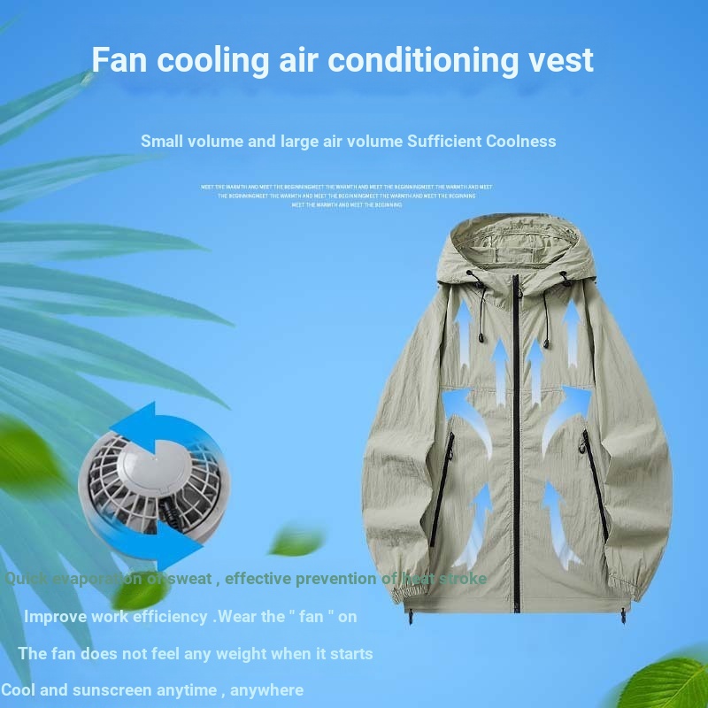 Summer Men Women Couples Air Conditioning Clothing Outdoor Casual Fan ...