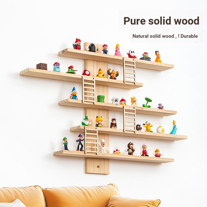 Wooden Wall-Mounted Storage Rack Children's Room Model Storage Shelf ...