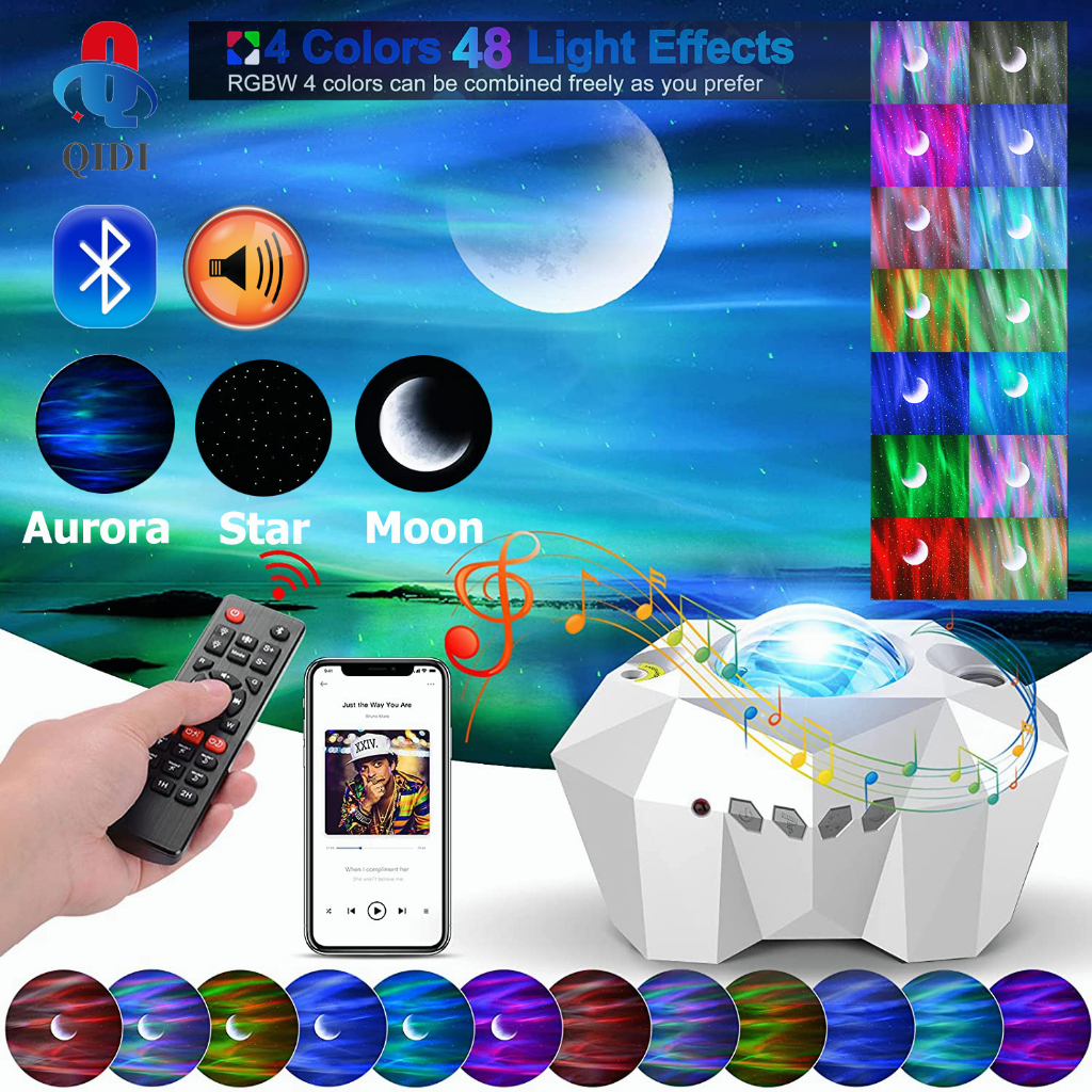 Star Projector Aurora with Moon,Northern Lights Projector for Kids  Adults,Starry Projection Bluetooth Speaker and Remote Night Lamp for  Bedroom,Ceiling,Home Theater,Game,Room Decor
