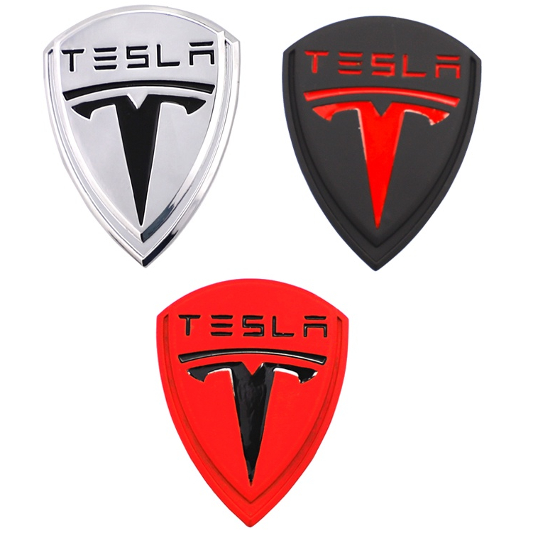 2pcs 3D TESLA Metal Emblem Car Side Fender Rear Trunk Car Decal Sticker ...