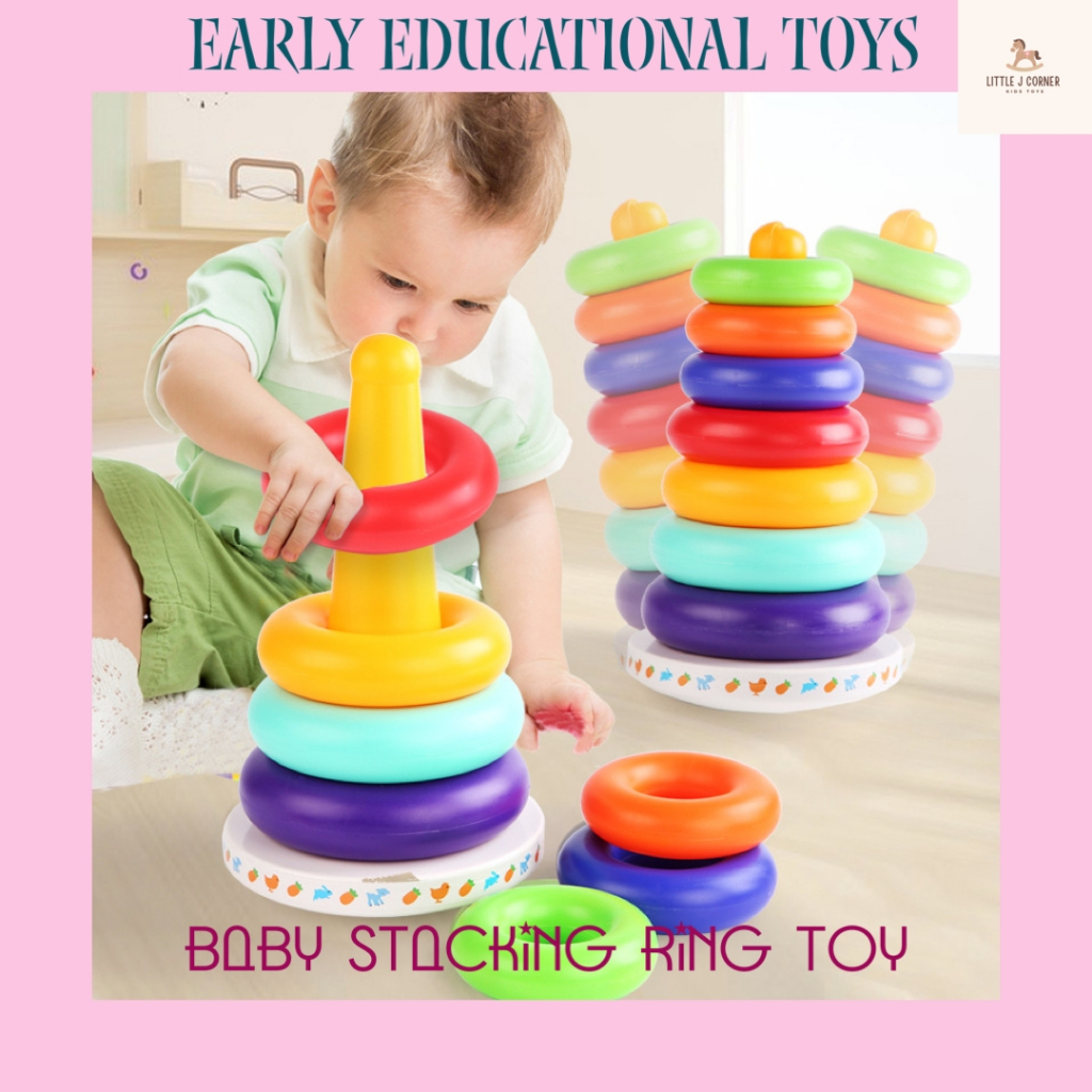 Baby Toys Rock a Stack Ring Stacking Toy Rainbow Tower Toy Infant Toys ...