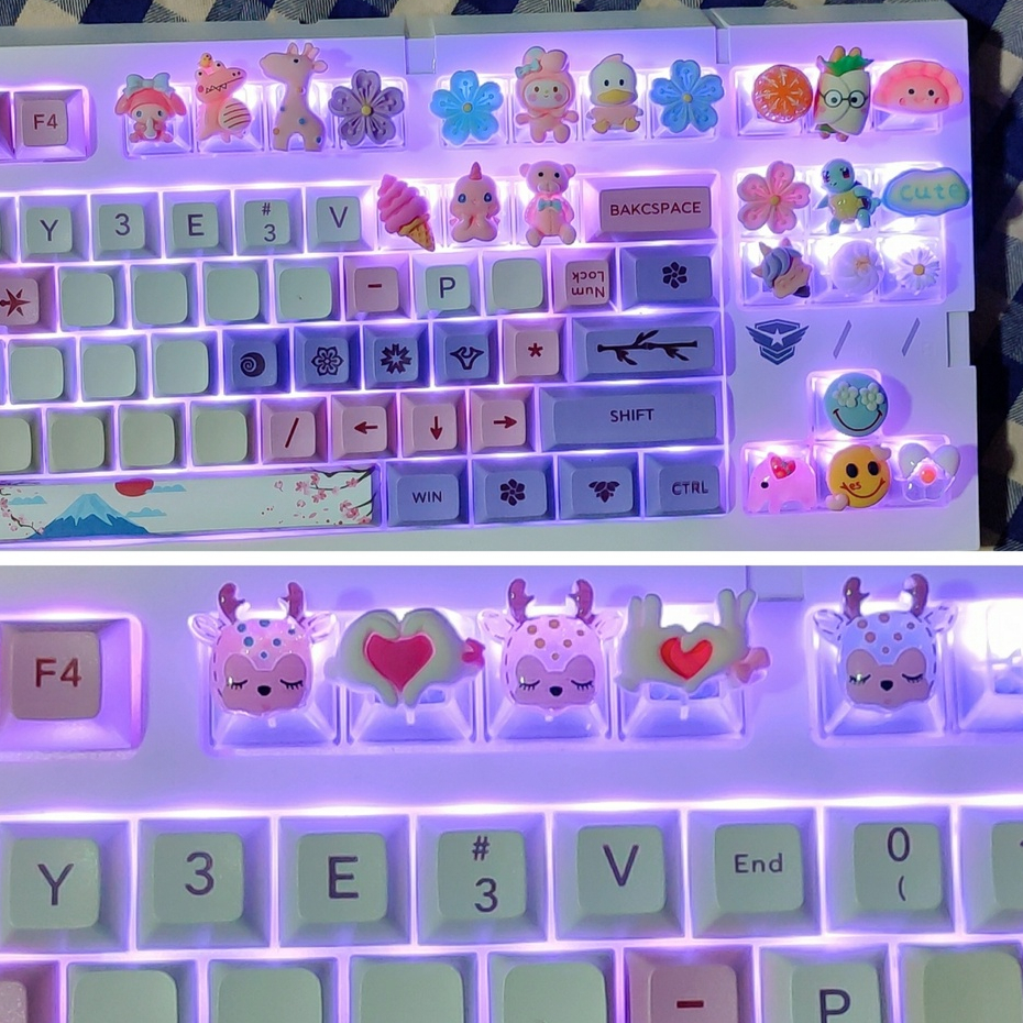 Handmade Keycap Cute Mechanical Keyboard Keys Love Cherry Blossom