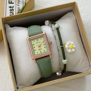 Women's Rhinestone Quartz Watch Square Dial Leather Band Wristwatches For  Girlfriend Birthday Gift