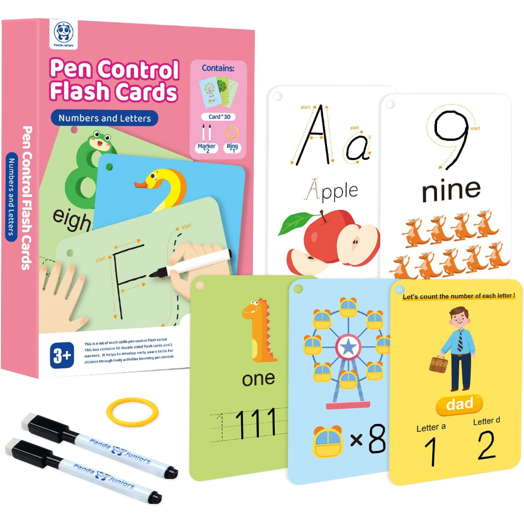 Numbers & Letters - Pen Control Wipe Clean Flash cards - Logical ...