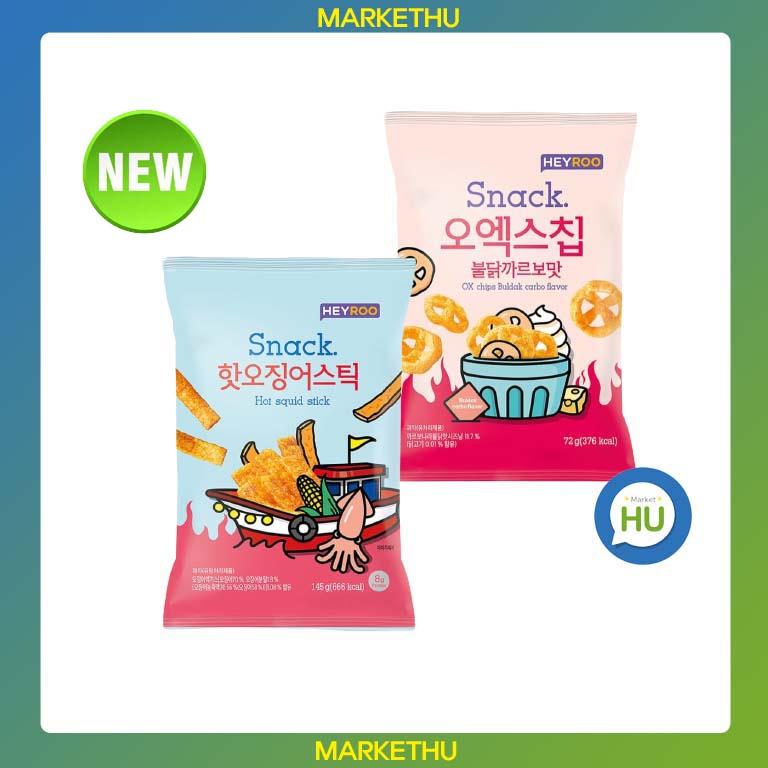 CU Heyroo Hot Squad Stick Snack 145g, OX Chips Buldak Carbo Flavor 72g ...