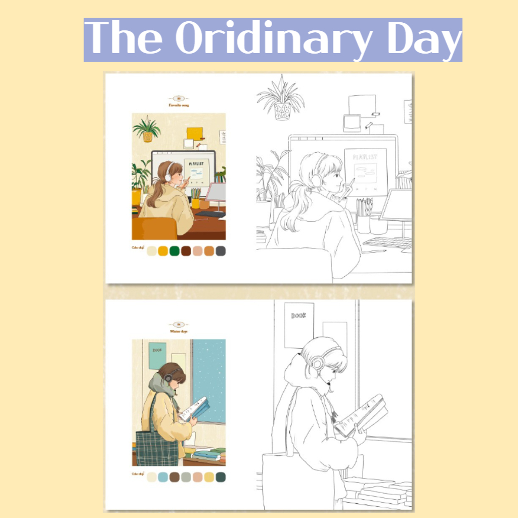SIHYUN Daily Life Coloring Book for Children Adult adults Relieve ...
