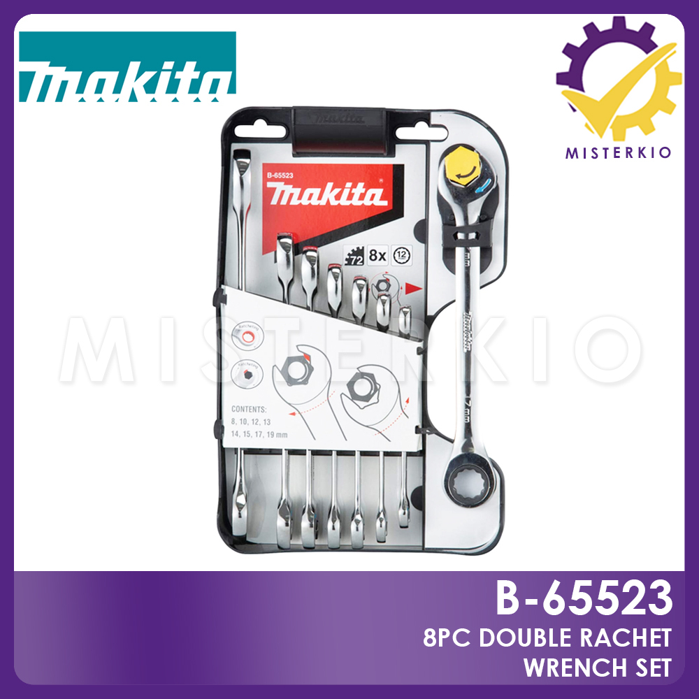 Makita B-65523, 8pcs Double Ended Rachet Wrench Set 8,10,12,13,14,15,17 ...