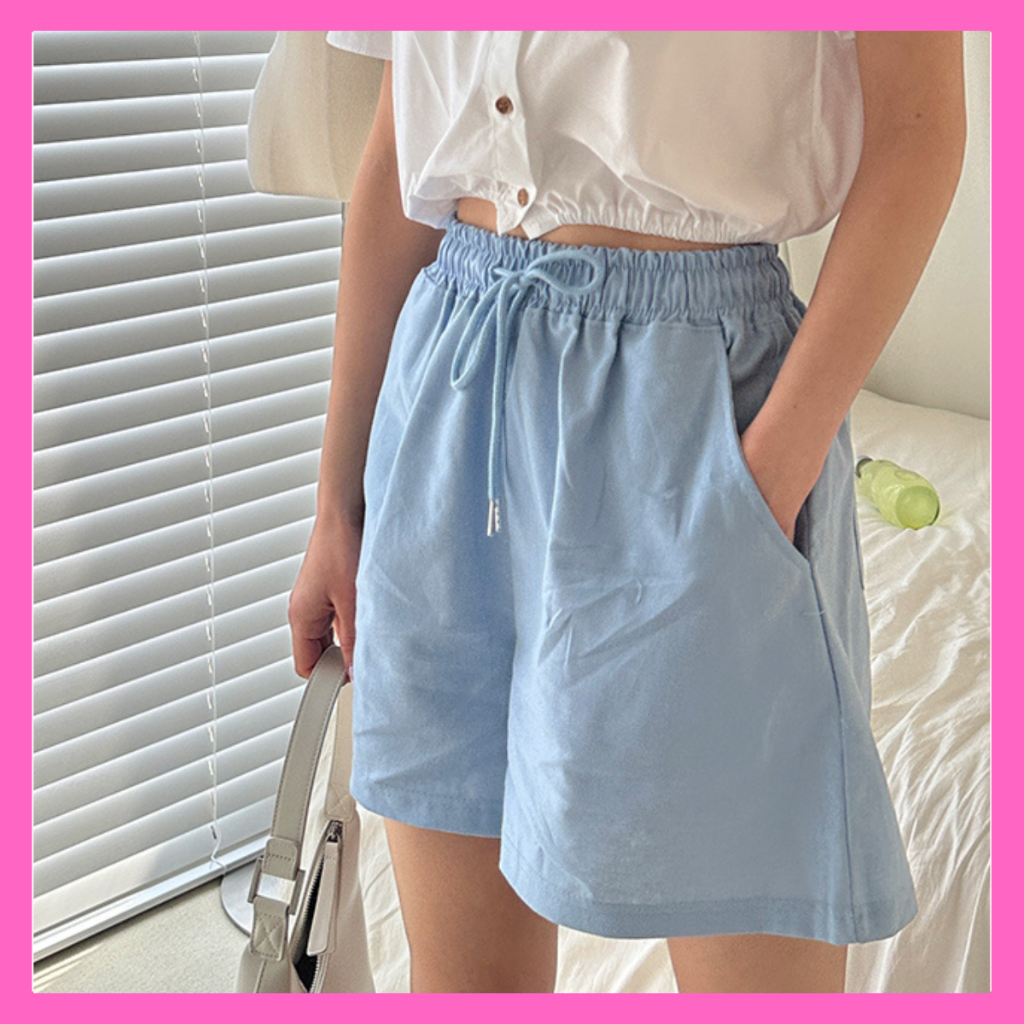 linen bendable string shorts made in korea Korean style | Shopee ...