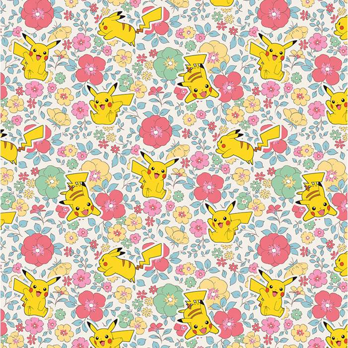 Pocket Monster Pokemon Pikachu and Flower Garden Character Fabric made ...