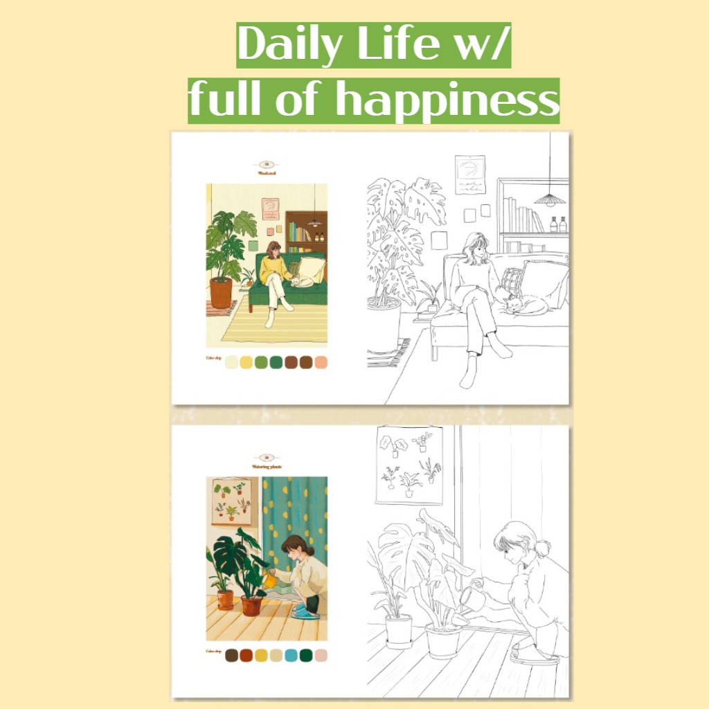 SIHYUN Daily Life Coloring Book for Children Adult adults Relieve ...