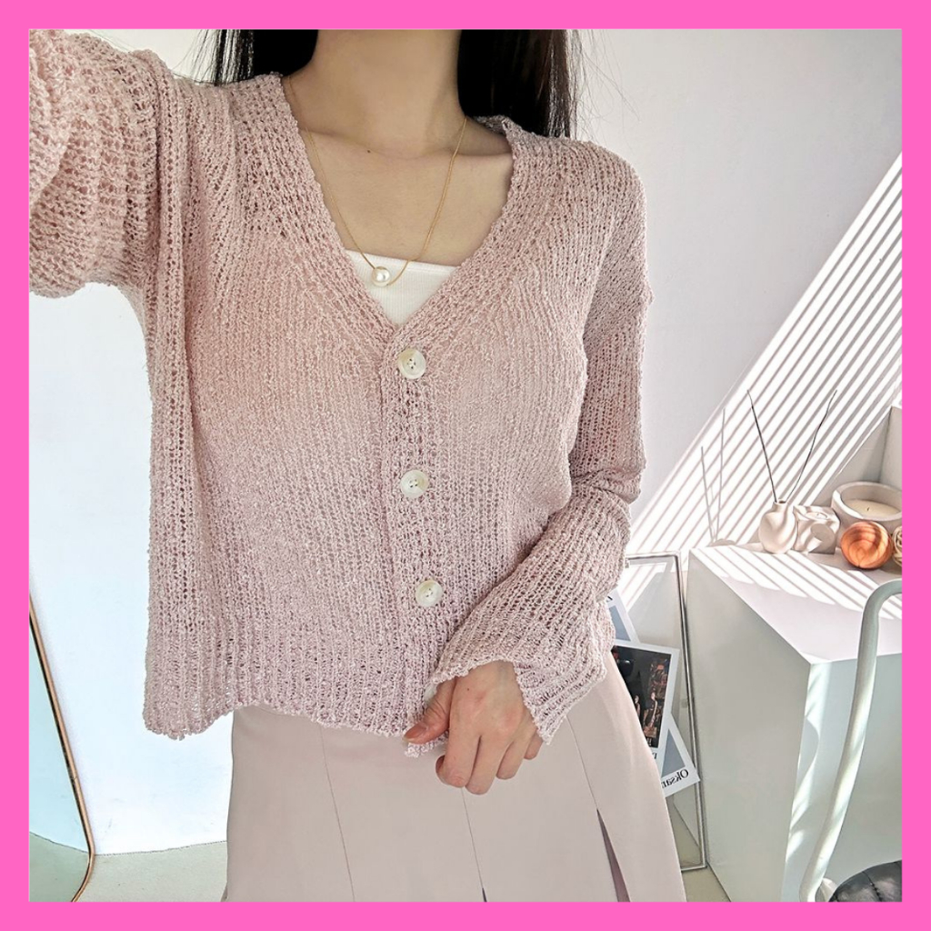 Knit Summer See-Through Net Cardigan made in korea | Shopee Philippines