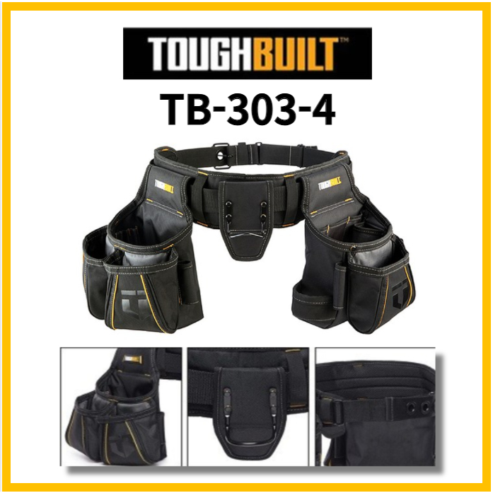 ToughBuilt TB3034 Carpenter Tool Belt with Pockets and 2 Hammer