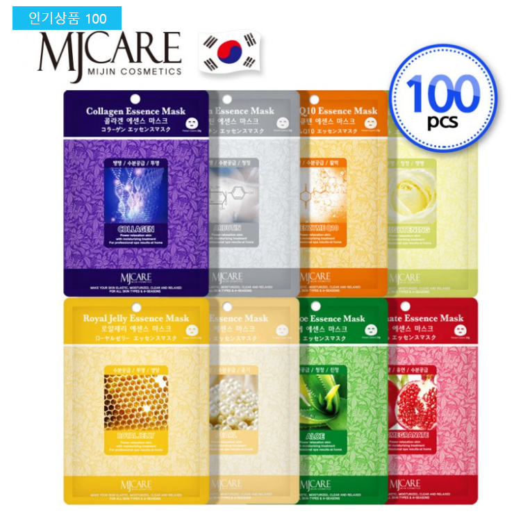 MJ Essence Mask Pack 100 sheets (8 types x 10 sheets + 20 sheets) 1 ...