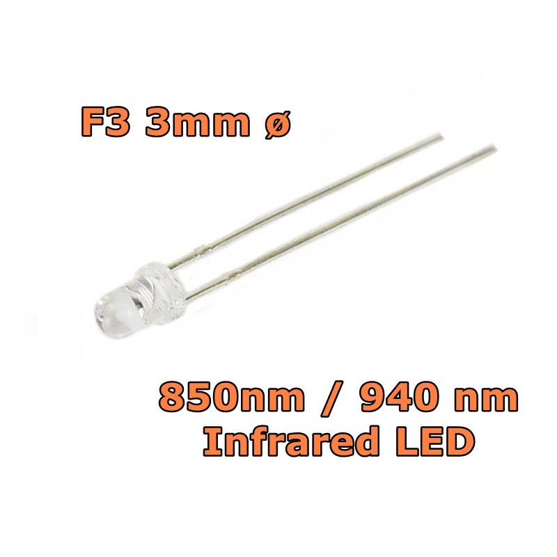 940 nm F3 IR Infrared LED Light Emitting Diode 3mm Arduino Raspberry Pi ...