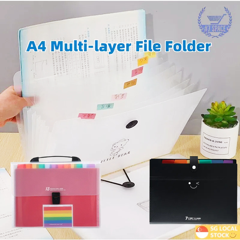 SG A4 Multi-layer File Folder, Organizer Bag Transparent Plastic Large ...