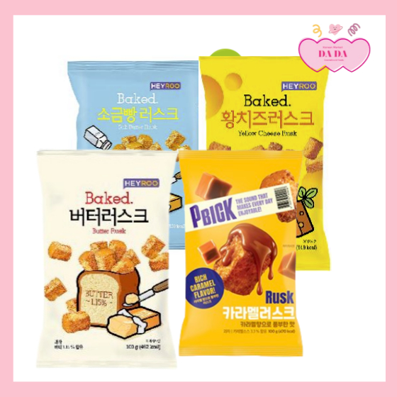 Korea CU HEY ROO Baked Rusk Series 100g 4 Flavors/ Brown Cheese, Salt ...