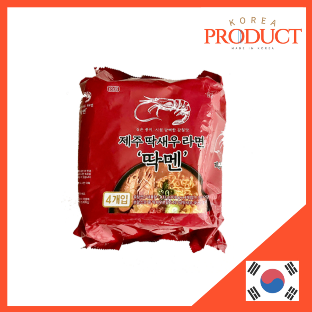JEJU Shrimp Ramen 108g x 4 Seafood Ramyun Korean Food Shrimp Jeju ...