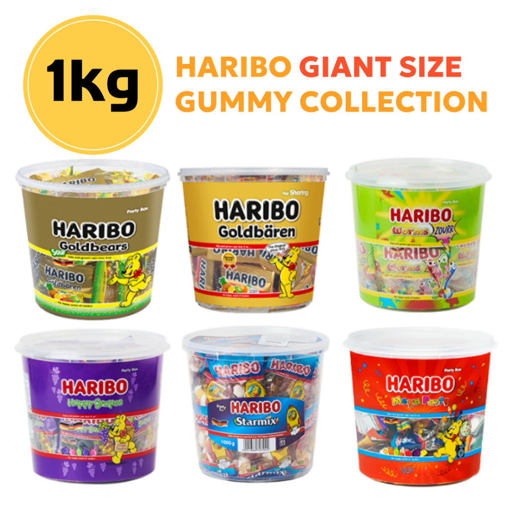 HARIBO Gummy Large Size Collection 1kg - Gold Bear, Goldbaren, Happy ...