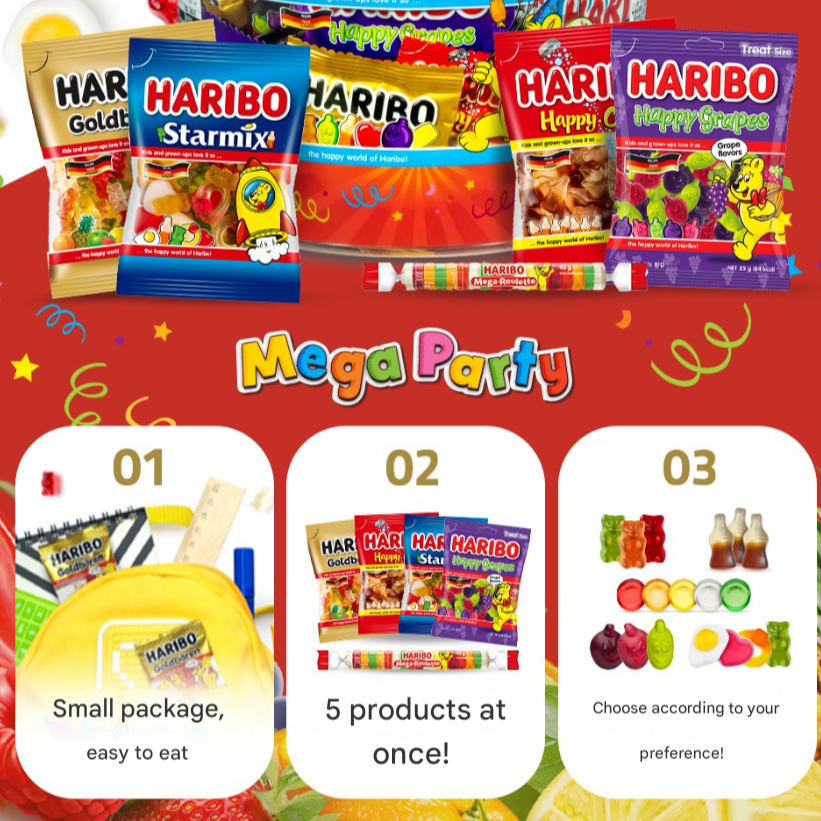 HARIBO Gummy Large Size Collection 1kg - Gold Bear, Goldbaren, Happy ...