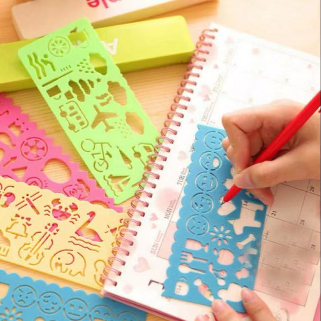 Stencil Drawing Ruler Children Art and Craft Ruler Animal Car template ...