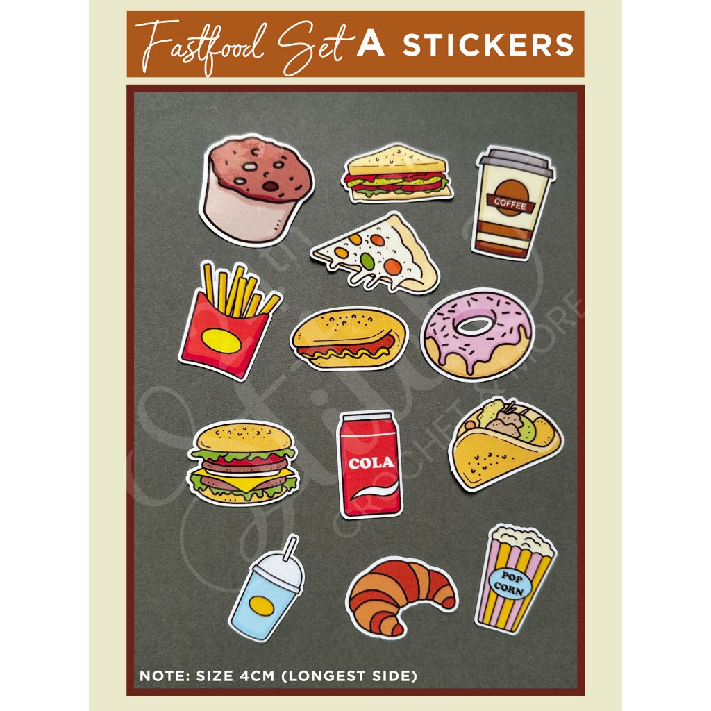 Fast Food Stickers – Normal Transparent Sparkle Film Coated – Kawaii ...